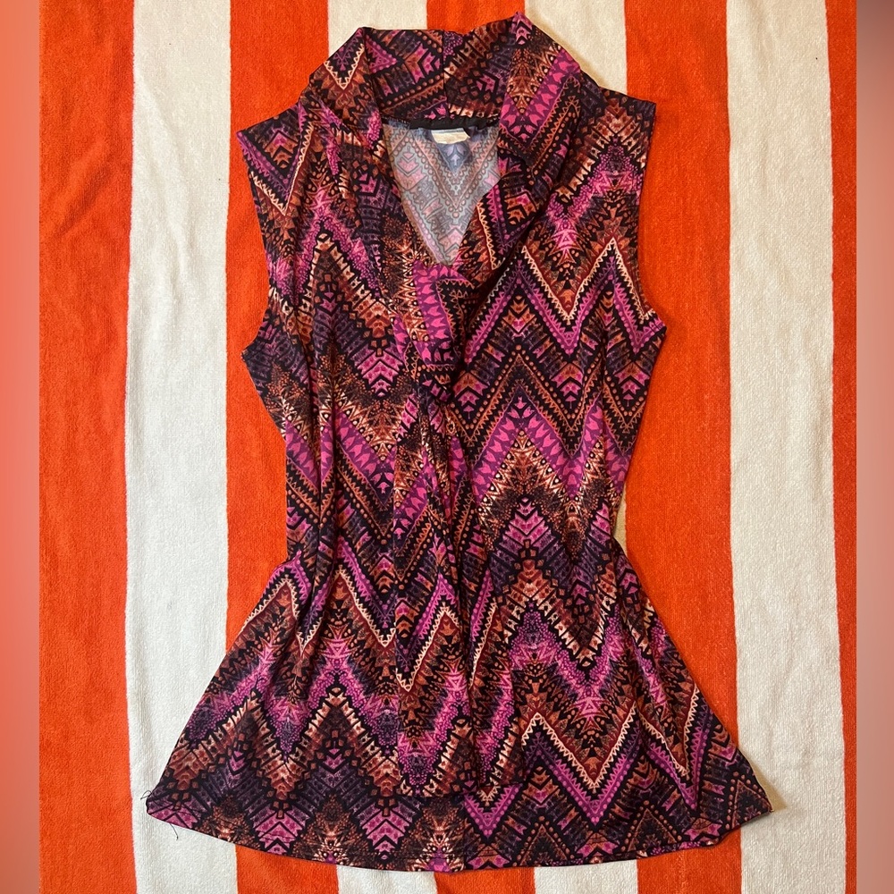 American City Wear Pink and Black Chevron Blouse